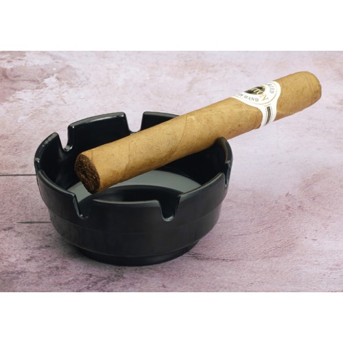 Winco MAS-4K Stackable Ashtray, Black Melamine, 4(d) inch, 12 each