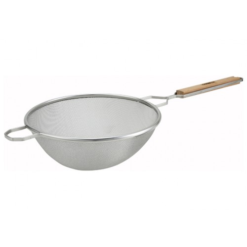 Winco MS2K-10S Single Fine Mesh Strainer with Wood Handle, Stainless Steel, 23.5(w) x 10.3(d) x 4(h) inch