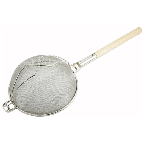Winco MST-14D Double Medium Mesh Round Strainer, Nickel-Plated, 31(w) x 14-1/4(d) x 5.5(h) inch