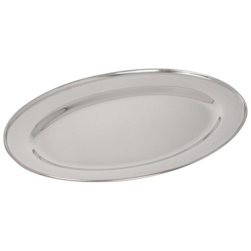 Winco OPL-16 Oval Platter, Stainless Steel, 16(w) x 10.36(d) x 1(h) inch