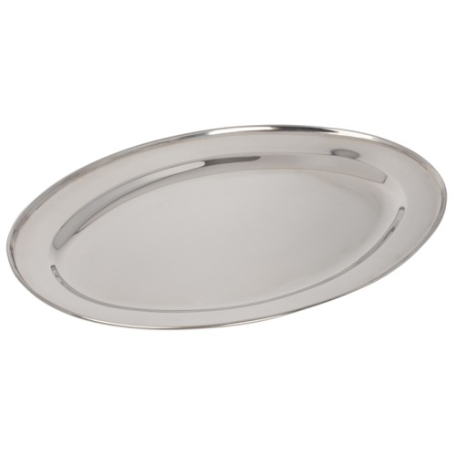 Winco OPL-18 Oval Platter, Stainless Steel, 18(w) x 11.75(d) x 1(h) inch