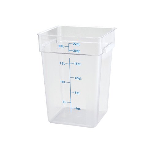 Winco PCSC-22C Storage Container, 22qt, Square, Clear Polycarbonate, NSF Listed