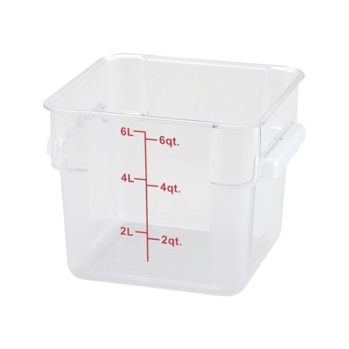 Winco PCSC-6C Storage Container, 6qt, Square, Clear Polycarbonate, NSF Listed