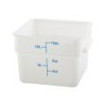 Winco PESC-12 Storage Container, 12qt, Square, White Polypropylene, NSF Listed