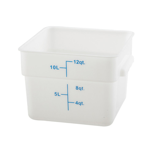 Winco PESC-12 Storage Container, 12qt, Square, White Polypropylene, NSF Listed