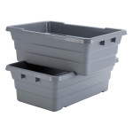 Winco PL-8 Lug Box, Nesting Polypropylene, Gray, 24(w) x 15(d) x 8(h) inch,  NSF Listed