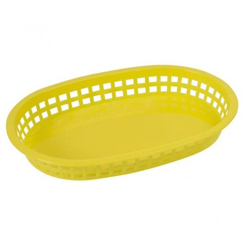 Winco PLB-Y Platter Baskets, Oval, Poly Plastic, Yellow, NSF Listed, 12 each