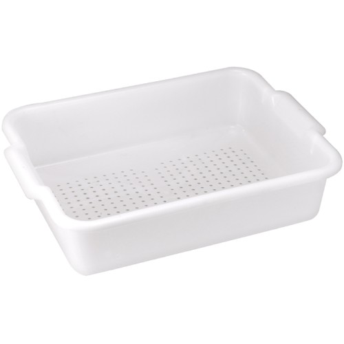 Winco PLP-5W Bus Box, Heavyweight, White Polypropylene, Perforated, 21-1/4(w) x 15-3/8(d) x 4-7/8(h) inch, NSF  Listed