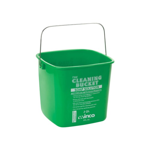 Winco PPL-6G Cleaning Bucket with Handle, 6qt, Green Soap, Plastic
