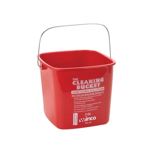 Winco PPL-6R Cleaning Bucket with Handle, 6qt, Red Sanitizing, Plastic