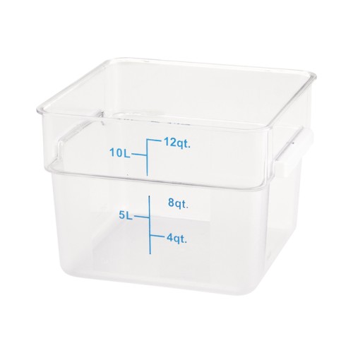 Winco PTSC-12 Storage Container, 12qt, Square, Translucent, Polypropylene, NSF Listed