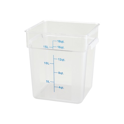 Winco PTSC-18 Storage Container, 18qt, Square, Translucent, Polypropylene, NSF Listed