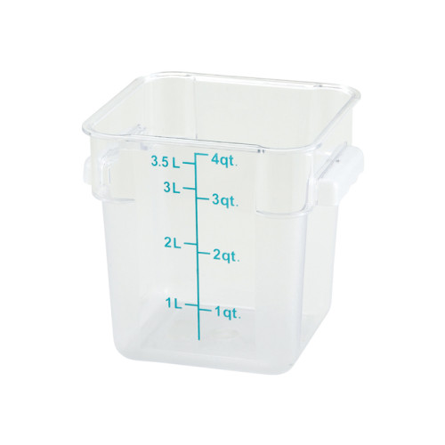 Winco PTSC-4 Storage Container, 4qt, Square, Translucent, Polypropylene, NSF Listed
