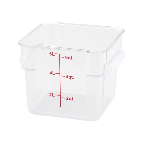 Winco PTSC-6 Storage Container, 6qt, Square, Translucent, Polypropylene,NSF Listed