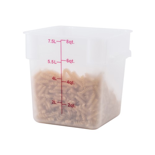 Winco PTSC-8 Storage Container, 8qt, Square, Translucent, NSF Listed