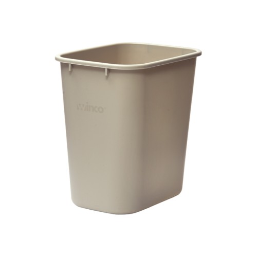 Winco PWR-28BE Waste Baskets, 28qt, Rectangular, Beige Plastic