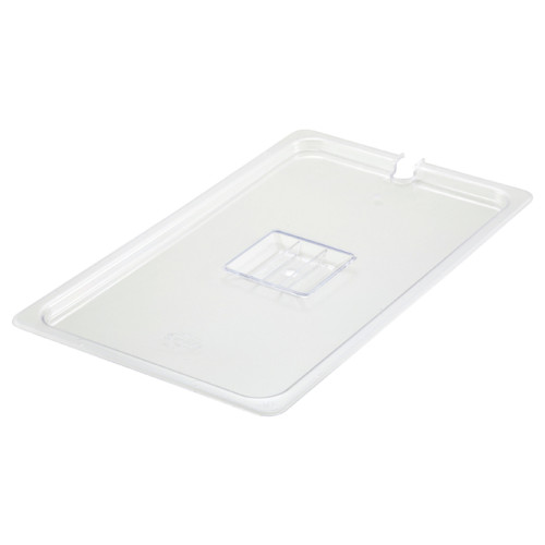 Winco SP7100C Clear Polycarbonate Slotted Cover with Handle, Fits on Full-Size Food Pan, NSF Listed