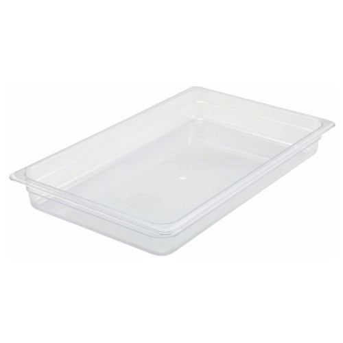 Winco SP7102 Full Size Clear Polycarbonate Food Pan, 20-3/4(w) x 12-3/4(d) x 2.5(h) inch, NSF Listed