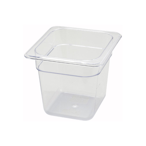 Winco SP7604 Sixth Size Clear Polycarbonate Food Pan, 6-3/4(w) x 6-1/4(d) x 5.5(h) inch, NSF Listed