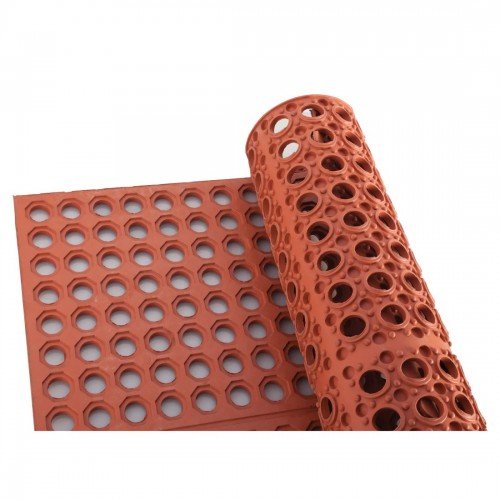 Winco RBM-35R-R Floor Mats, Rubber, Beveled Edge, Red Color, Rolled