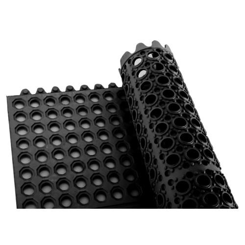 Winco RBMI-33R Rubber Interlock Floor Mat, Red, 36(w) x 36(d) inch