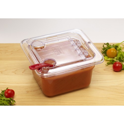 Winco SP7600H Clear Polycarbonate Hinged Cover, Fits on Sixth Size Food Pan, 6.88(w) x 6-1/4(d) x 1.13(h) inch, NSF Listed