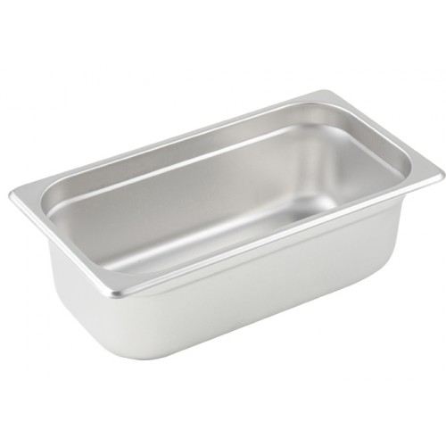 Winco SPJL-304 Third Size Stainless Steel Anti-Jam Steam Table Pan, 25 Gauge, 6-7/8(w) x 12-3/4(d) x 4(h) inch, NSF Listed