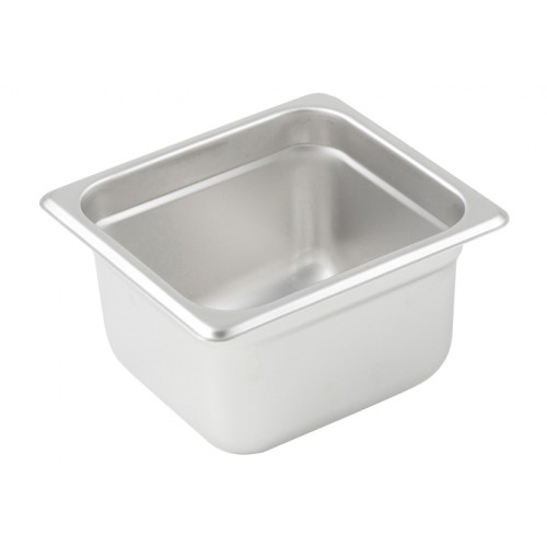 Winco SPJL-604 Sixth Size Stainless Steel Anti-Jam Steam Table Pan, 25 Gauge, 6.88(w) x 6.31(d) x 4(h) inch, NSF Listed