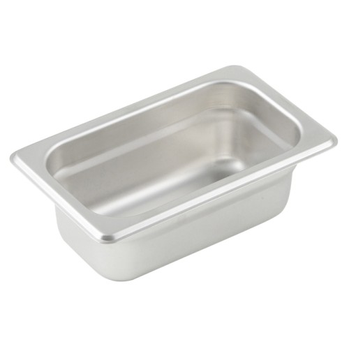 Winco SPJL-902 Ninth Size Stainless Steel Anti-Jam Steam Table Pan, 25 Gauge, 6-3/4(w) x 4-1/4(d) x 2-1/2(h) inch, NSF Listed