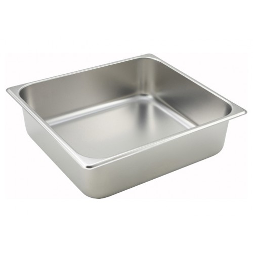 Winco SPTT4 2/3 Size Stainless Steel Anti-Jam Steam Table Pan, Straight-Sided, 25 Gauge, 14(w) x 12-7/8(d) x 4(h) inch, NSF Listed