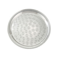 Winco STRS-16 Round Serving Tray, Swirl Pattern, Stainless Steel, 16(d) x 1(h) inch