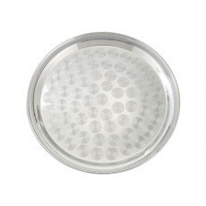 Winco STRS-16 Round Serving Tray, Swirl Pattern, Stainless Steel, 16(d) x 1(h) inch