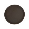 Winco TRH-16 Easy-Hold Round Rubber-Lined Plastic Tray, Brown, 16(w) x 16(d) x 0.88(h) inch, NSF Listed