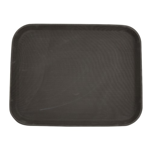 Winco TRH-1418 Easy-Hold Rectangular Rubber-Lined Plastic Tray, Brown, 18(w) x 14(d) x 0.88(h) inch, NSF Listed