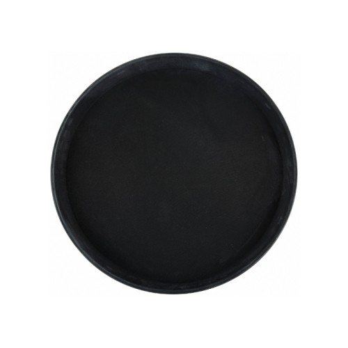 Winco TRH-14K Easy-Hold Round Rubber-Lined Plastic Tray, Black, 13.87(w) x 13.87(d) x 0.88(h) inch, NSF Listed