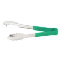 Winco UTPH-9G Heavy-Duty Utility Tong, Green Polypropylene Handle, 9 inch, Stainless Steel, 9(w) x 1.44(d) x 1.25(h) inch
