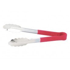 Winco UTPH-9R Heavy-Duty Utility Tong, Red Polypropylene Handle, 9 inch, Stainless Steel, 9(w) x 1.44(d) x 1.25(h) inch