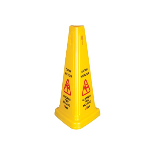 Winco WCS-27T Wet Floor Caution Sign, Cone-Shaped, Yellow Plastic, 12.5(w) x 12.25(d) x 26.5(h) inch