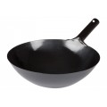 Winco WOK-36 16 inch Black Carbon Steel Round Wok, 1.2mm Thickness