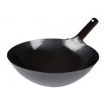 Winco WOK-36 16 inch Black Carbon Steel Round Wok, 1.2mm Thickness