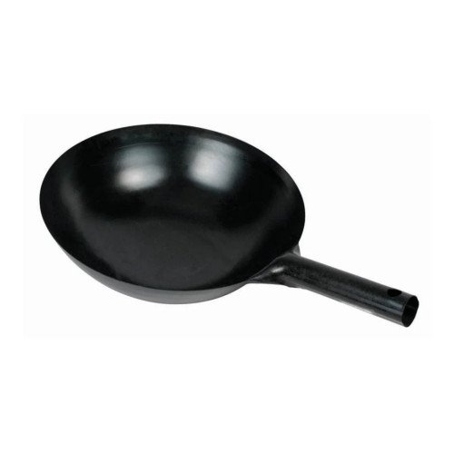 Winco WOK-36 16 inch Black Carbon Steel Round Wok, 1.2mm Thickness