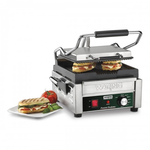 Waring WPG150 Perfetto™ Italian-Style Panini Grills, Ribbed, 120v/60/1, 1800w, 15amps, NSF Listed