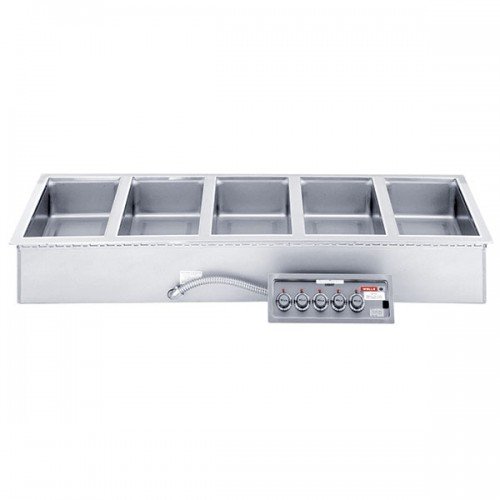 Wells MOD500D Electric Top Mount Drop-In Hot Food Warmers, (5)12x20 inch Opening Rectangular Well(s), w/ Drain, Wet/Dry Operation, Infinite Controls, 208-240v/60/3-ph, NSF Listed