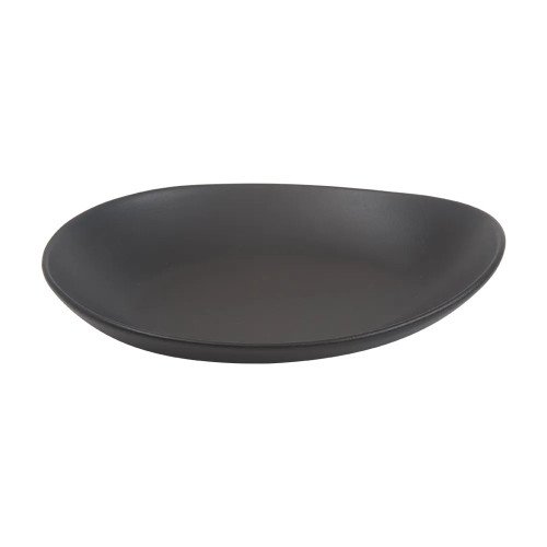 Cameo 910-710G105 Onyx Egg Shape Plate, 10-1/2 inch, Black Ceramic - 18 each