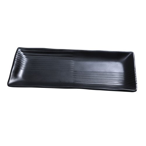 Yanco BP-2212 Black Pearl Plates, Rectangular, Melamine, Matting Surface, 12(w) x 5-1/2(d) x 1(h) inch, 24 each