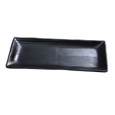 Yanco BP-2213 Black Pearl Plates, Rectangular, Melamine, Matting Surface, 13(w) x 6.25(d) x 1(h) inch, 12 each