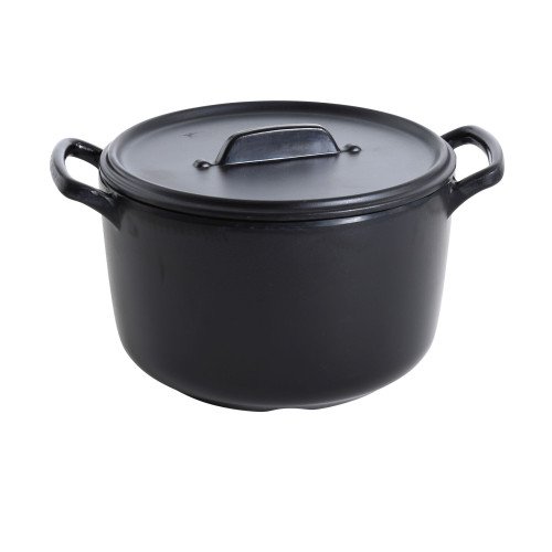 Yanco BP-4105 Black Pearl Bowl with Handles and Lid, 25oz Capacity, Melamine, Matt Black, 7-1/2(w) x 5-1/2(d) x 3-1/2(h) inch, 24 each