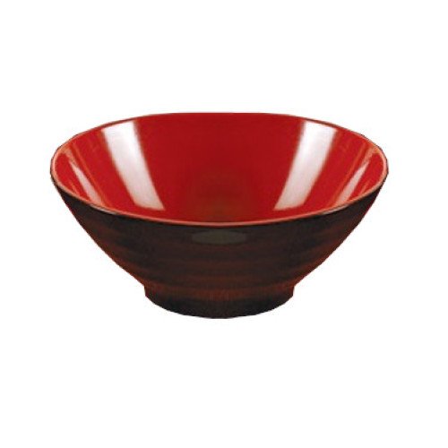 Yanco CR-586 Two-Tone Noodle Bowls, 48oz, Melamine, Black/Red, 24 each