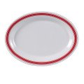 Yanco HS-209 Houston Platter, Oval, Melamine, Red band/White, 24 each