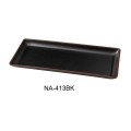 Yanco NA-413BK Natural Art Sushi/Display Plates, Rectangular, Melamine, Black, 13(w) x 5-3/4(d) x 1(h) inch, 24 each